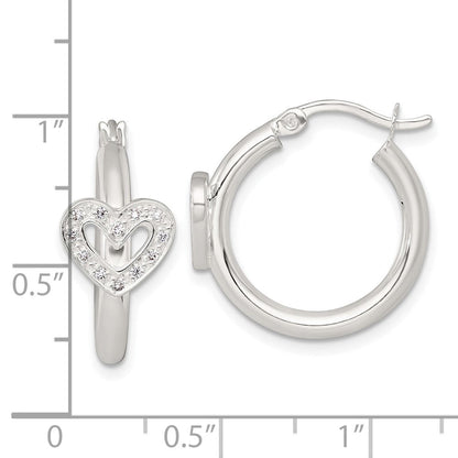 Sterlingsilber Poliert Zirkonia Herz Rund Creolen