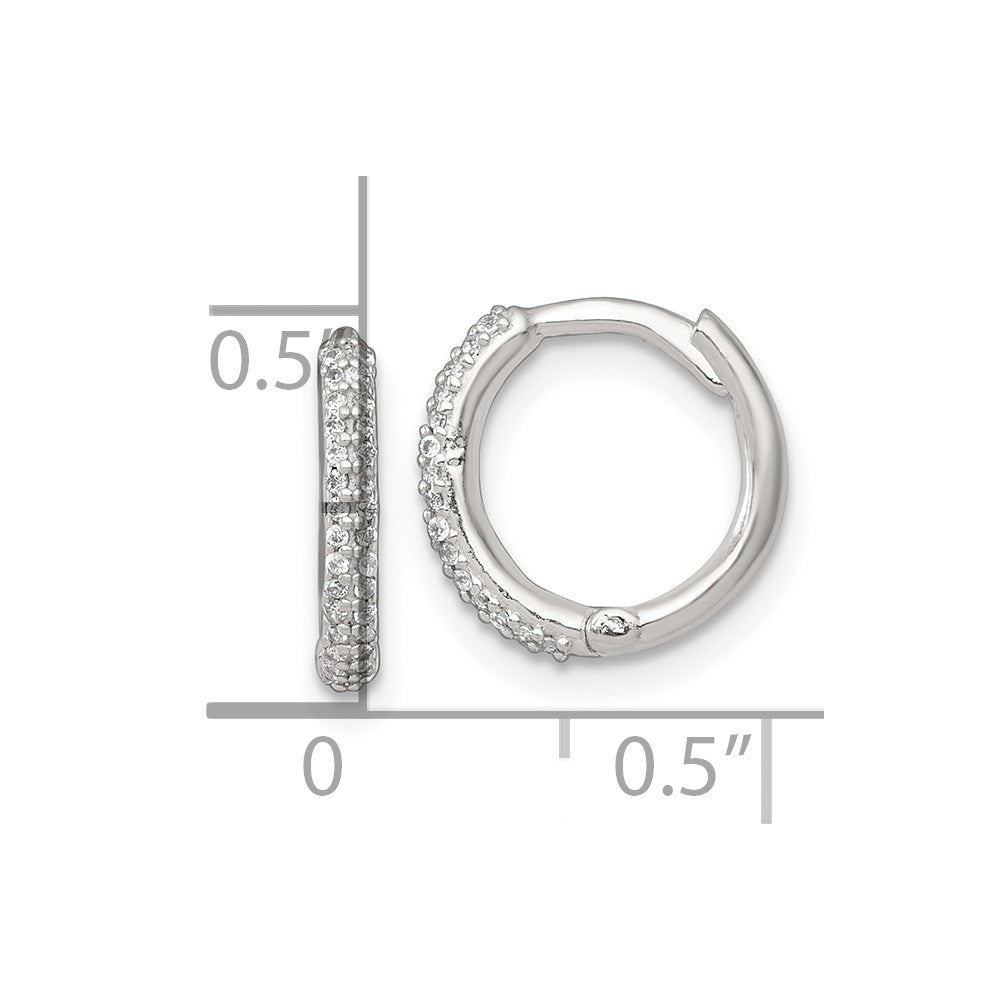 Sterlingsilber Poliert Zirkonia Klappbar Rund Creolen