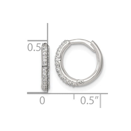 Sterlingsilber Poliert Zirkonia Klappbar Rund Creolen