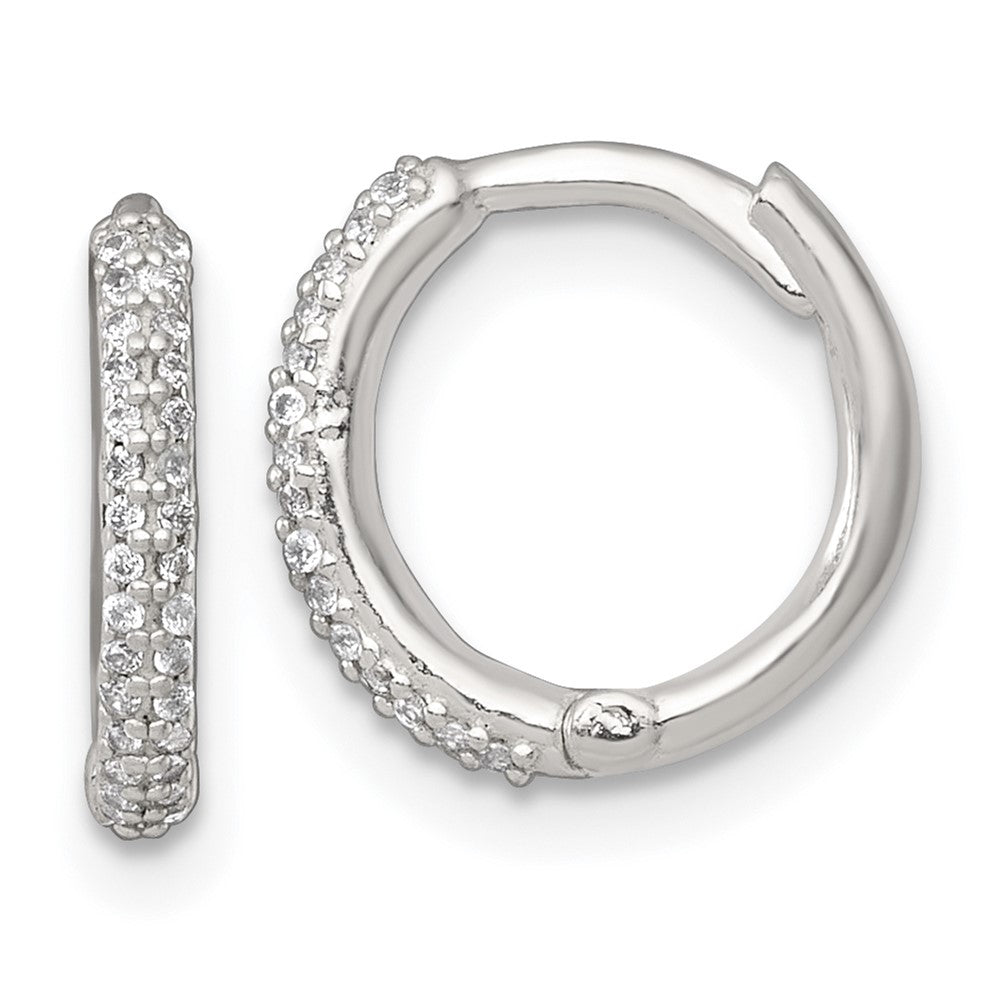 Sterlingsilber Poliert Zirkonia Klappbar Rund Creolen