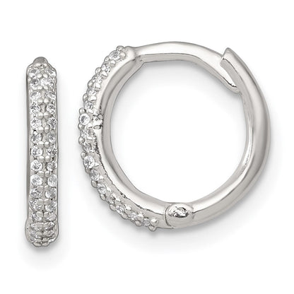 Sterlingsilber Poliert Zirkonia Klappbar Rund Creolen