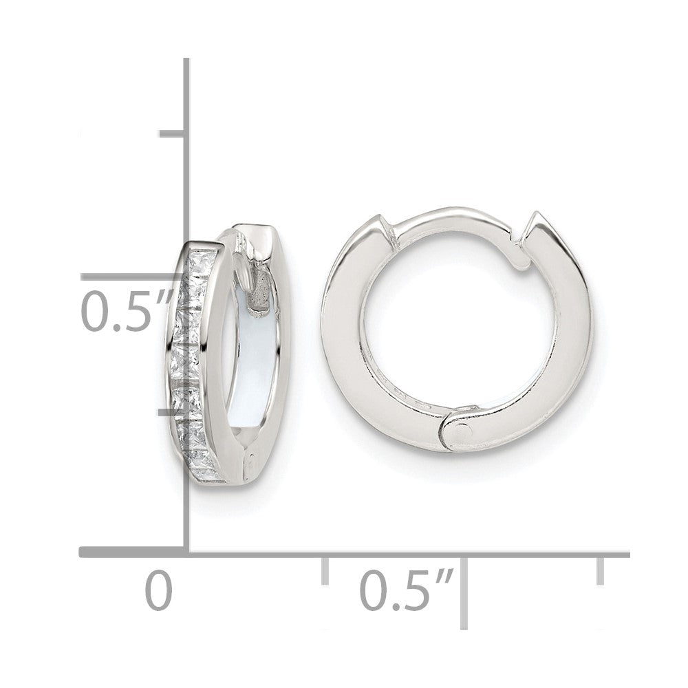 Sterlingsilber Poliert Zirkonia und Emaille In/out Klappbar Rund Creolen