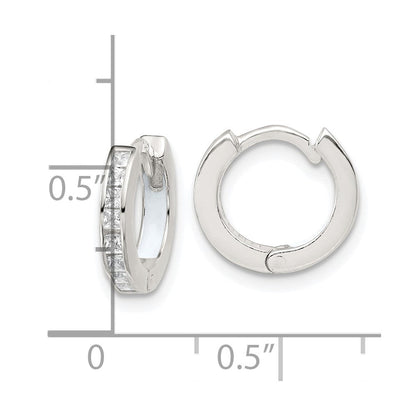 Sterlingsilber Poliert Zirkonia und Emaille In/out Klappbar Rund Creolen