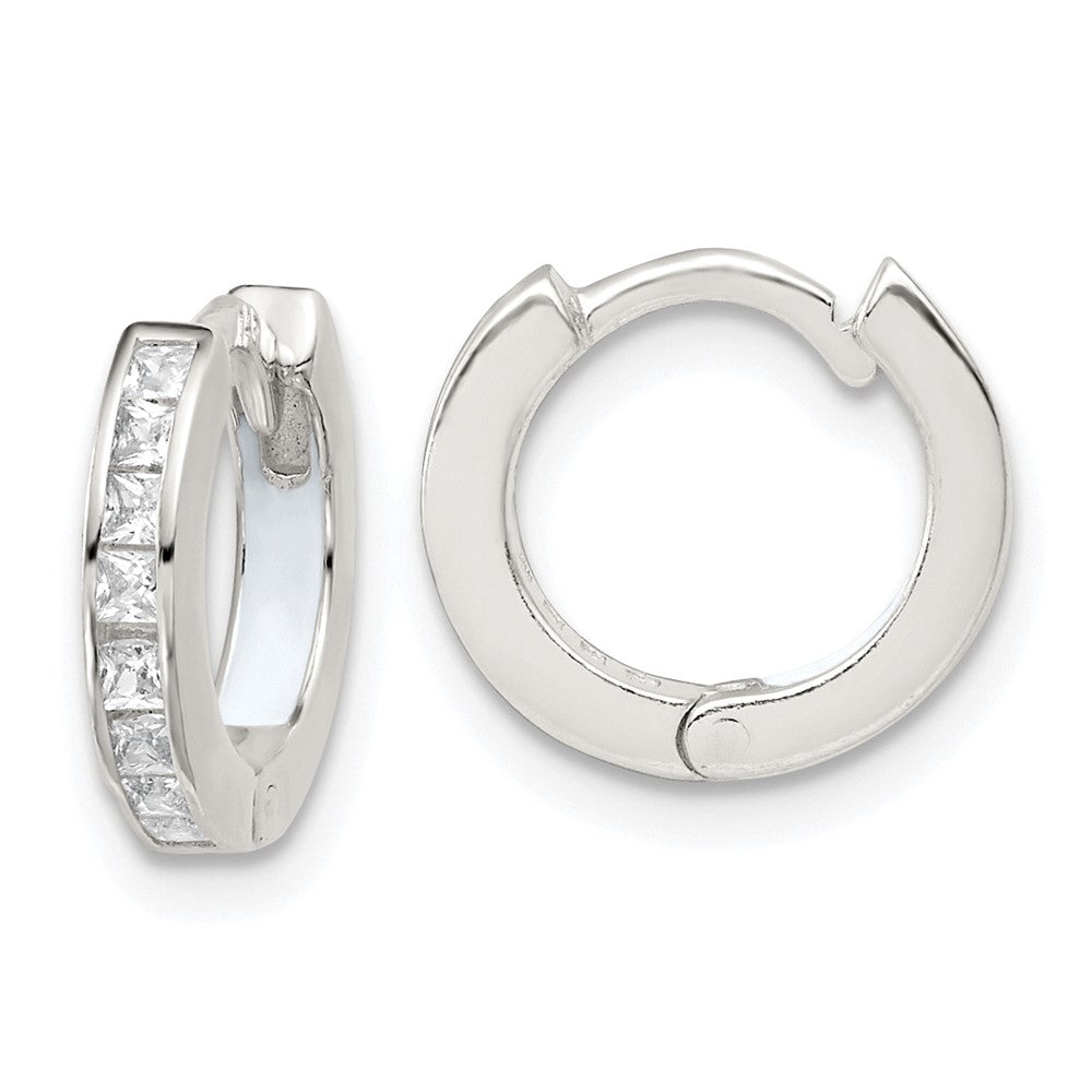 Sterlingsilber Poliert Zirkonia und Emaille In/out Klappbar Rund Creolen