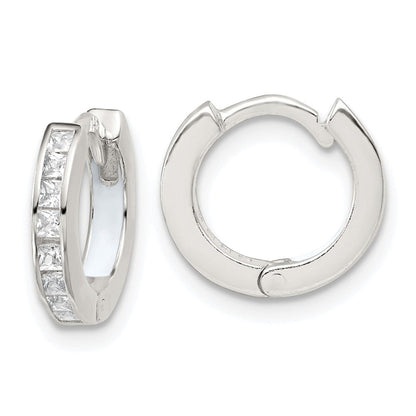 Sterlingsilber Poliert Zirkonia und Emaille In/out Klappbar Rund Creolen