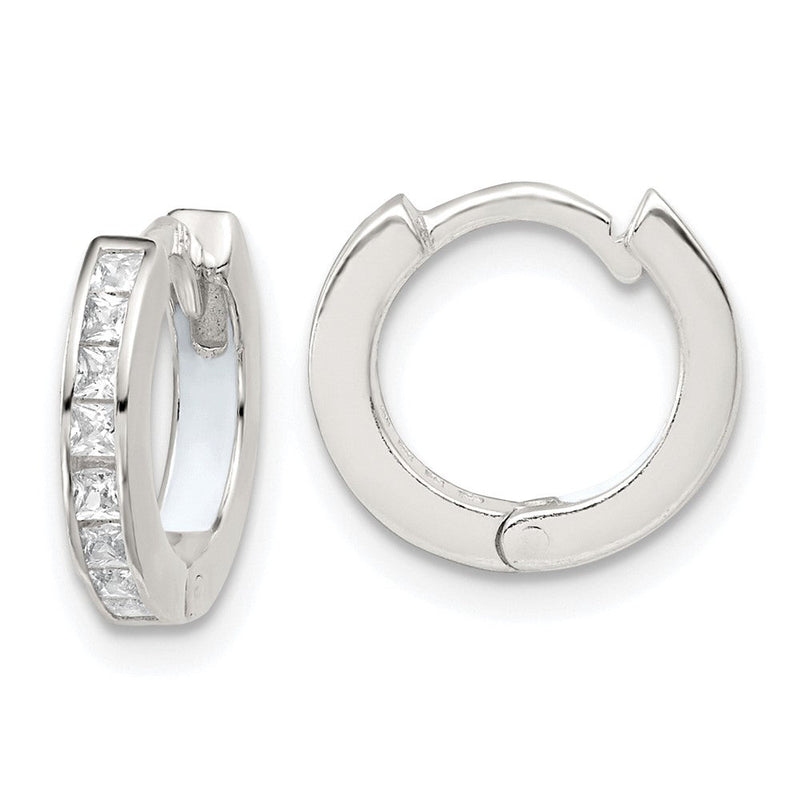 Sterlingsilber Poliert Zirkonia und Emaille In/out Klappbar Rund Creolen