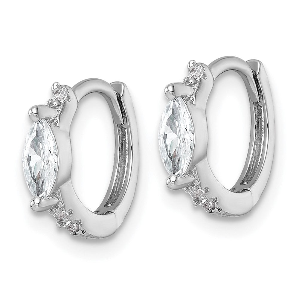 Sterlingsilber Rhodiniert Rund/marquise Zirkonia Klappbar Rund Creolen