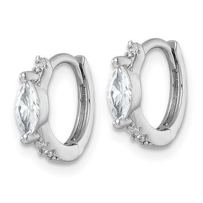 Sterlingsilber Rhodiniert Rund/marquise Zirkonia Klappbar Rund Creolen
