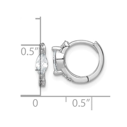Sterlingsilber Rhodiniert Rund/marquise Zirkonia Klappbar Rund Creolen