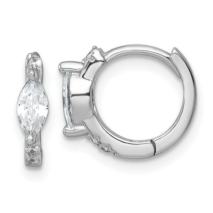 Sterlingsilber Rhodiniert Rund/marquise Zirkonia Klappbar Rund Creolen
