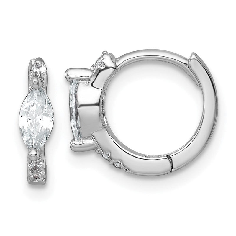 Sterlingsilber Rhodiniert Rund/marquise Zirkonia Klappbar Rund Creolen