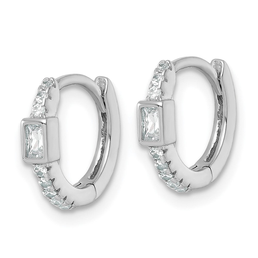 Sterlingsilber Rhodiniert Rund/rectangular Zirkonia Klappbar Rund Creolen