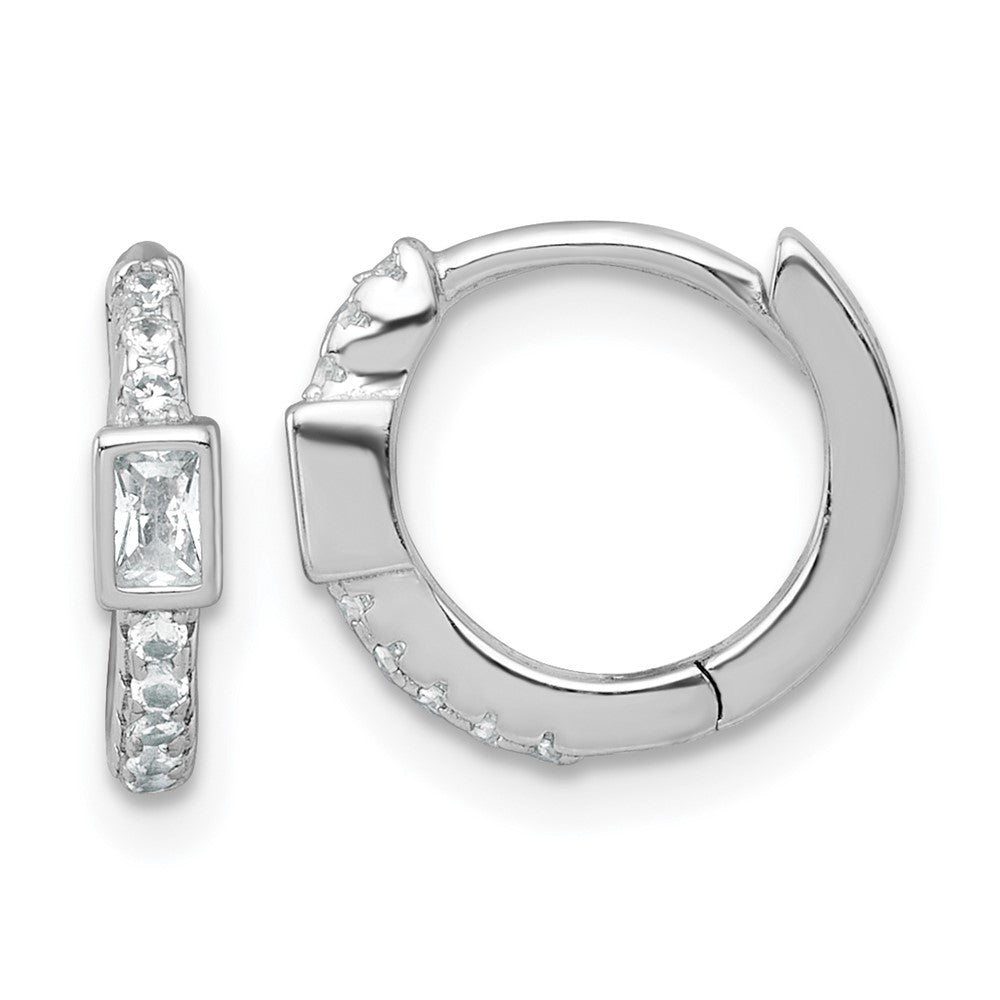 Sterlingsilber Rhodiniert Rund/rectangular Zirkonia Klappbar Rund Creolen