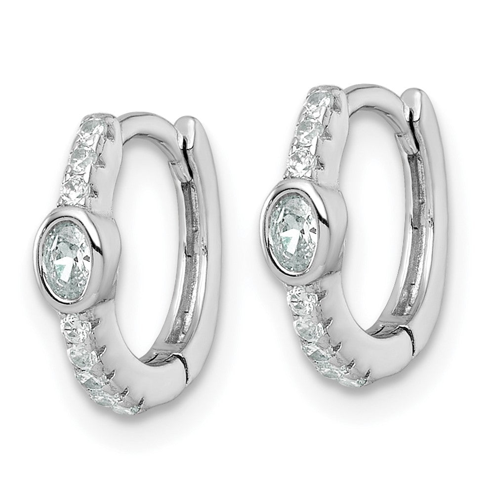Sterlingsilber Rhodiniert Rund und Oval Zirkonia Klappbar Rund Creolen