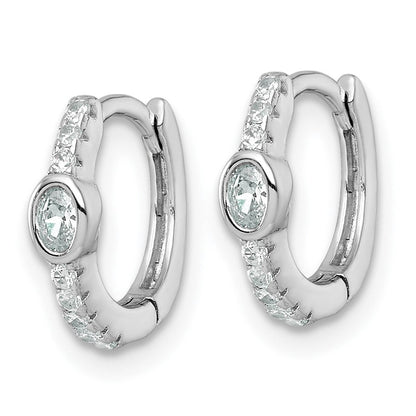 Sterlingsilber Rhodiniert Rund und Oval Zirkonia Klappbar Rund Creolen