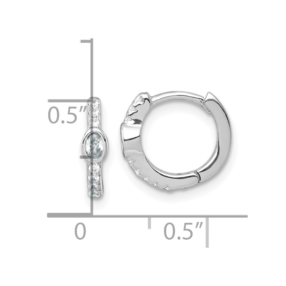 Sterlingsilber Rhodiniert Rund und Oval Zirkonia Klappbar Rund Creolen