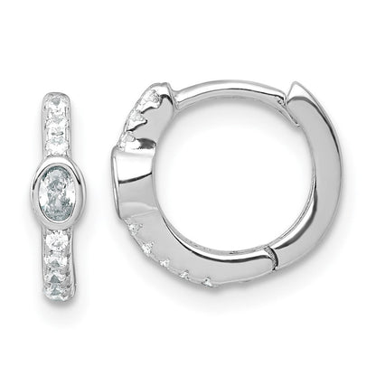 Sterlingsilber Rhodiniert Rund und Oval Zirkonia Klappbar Rund Creolen
