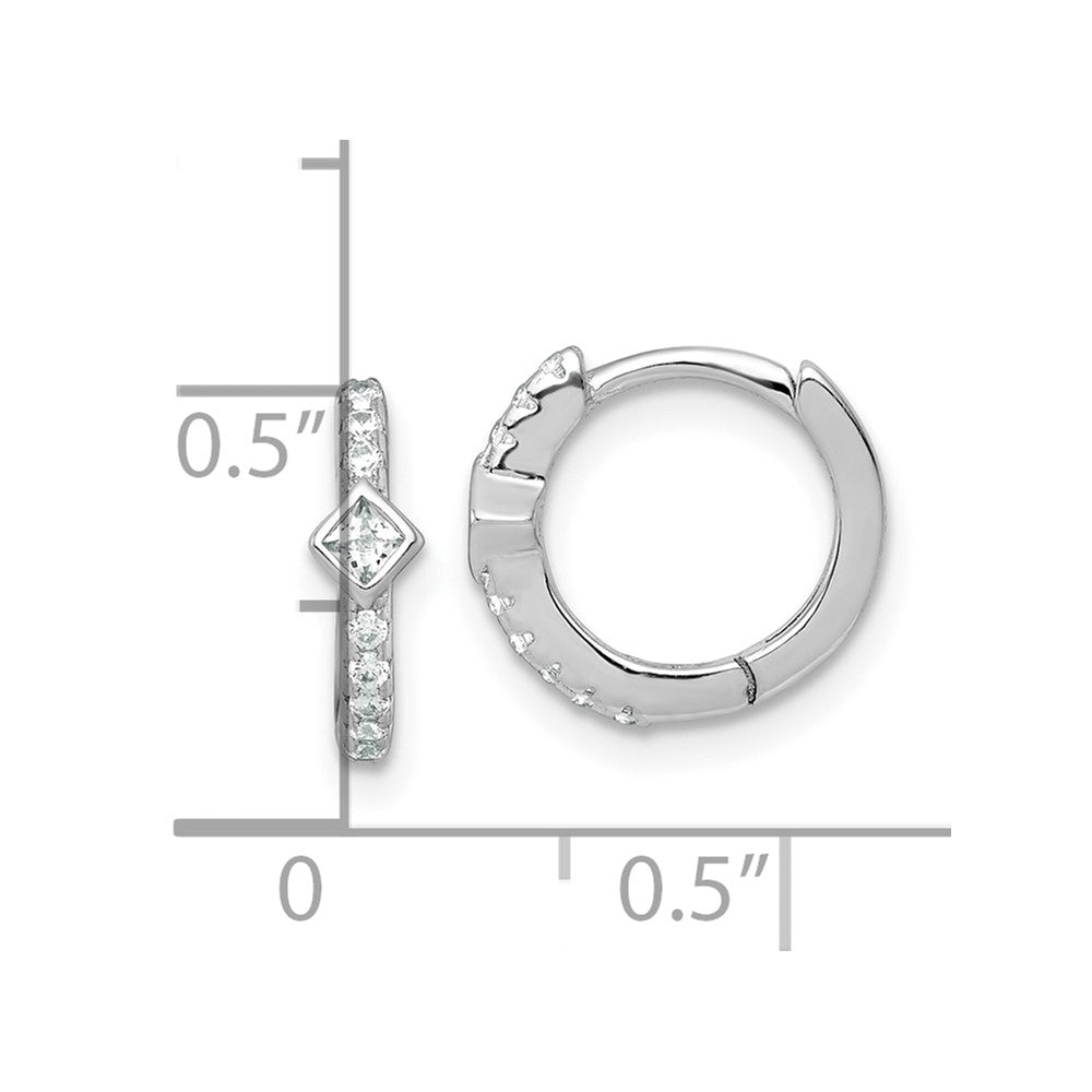 Sterlingsilber Rhodiniert Rund/square Zirkonia Klappbar Rund Creolen