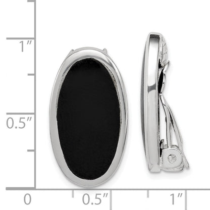Sterlingsilber Rhodiniert Poliert Onyx Non-pierced Oval Ohrringe