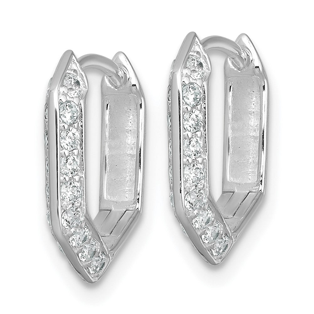 Sterlingsilber Rhodiniert Poliert Zirkonia Geometric Creolen