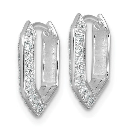 Sterlingsilber Rhodiniert Poliert Zirkonia Geometric Creolen