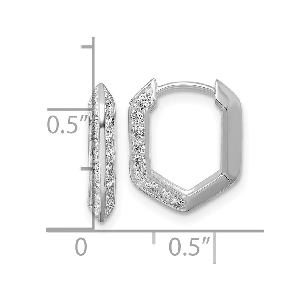Sterlingsilber Rhodiniert Poliert Zirkonia Geometric Creolen