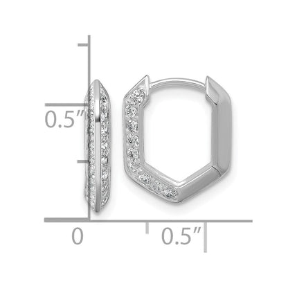Sterlingsilber Rhodiniert Poliert Zirkonia Geometric Creolen