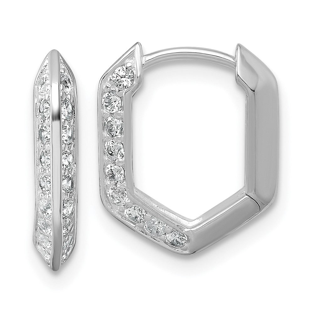Sterlingsilber Rhodiniert Poliert Zirkonia Geometric Creolen