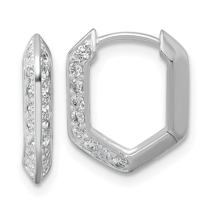 Sterlingsilber Rhodiniert Poliert Zirkonia Geometric Creolen