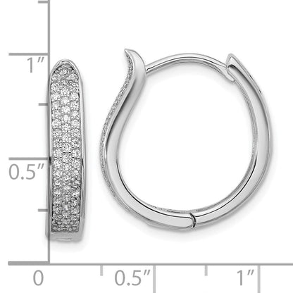 Sterlingsilber Rhodiniert Zirkonia Poliert Gebogen Klappbar Creolen