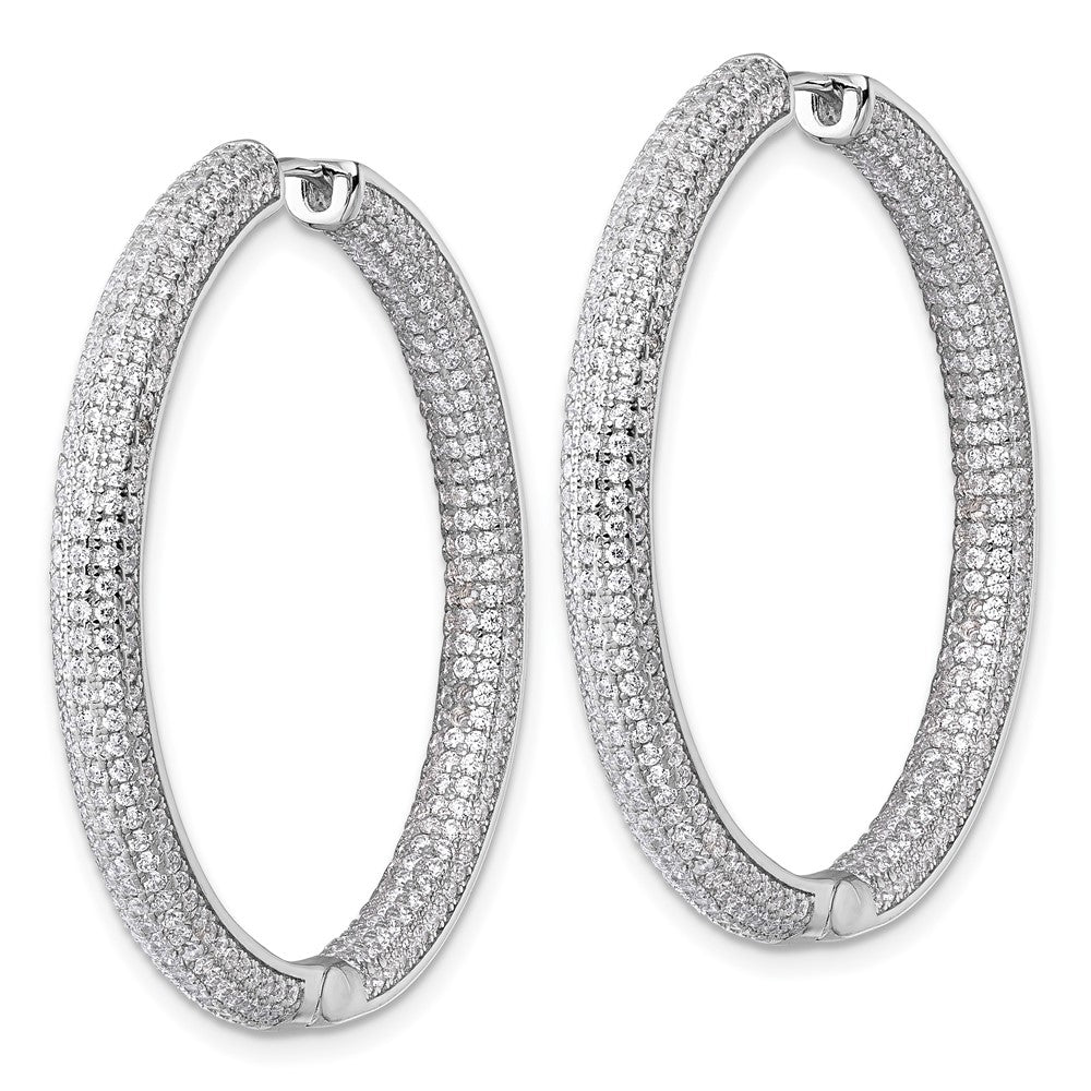 Sterlingsilber Rhodiniert in und Außen Zirkonia Pavé Klappbar Creolen