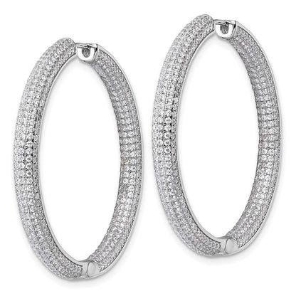 Sterlingsilber Rhodiniert in und Außen Zirkonia Pavé Klappbar Creolen