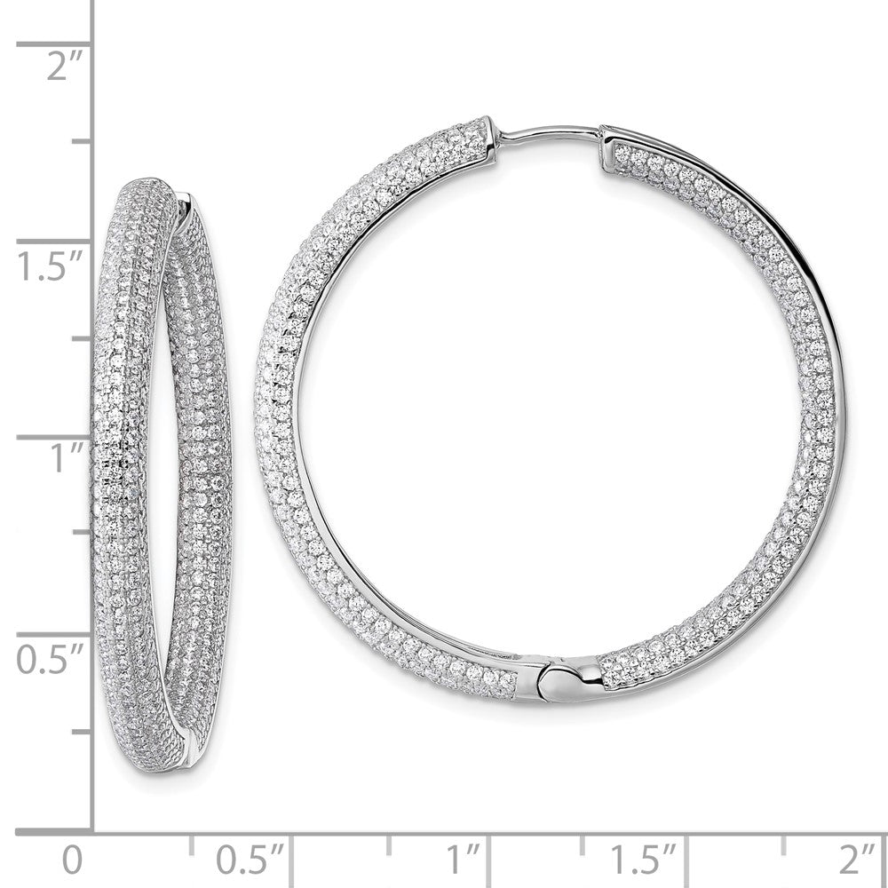 Sterlingsilber Rhodiniert in und Außen Zirkonia Pavé Klappbar Creolen