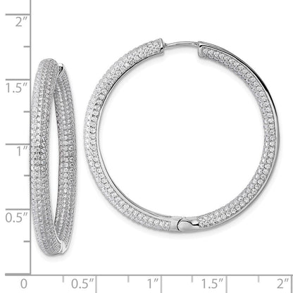 Sterlingsilber Rhodiniert in und Außen Zirkonia Pavé Klappbar Creolen