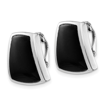 Sterlingsilber Rhodiniert Poliert Onyx Non-pierced Ohrringe