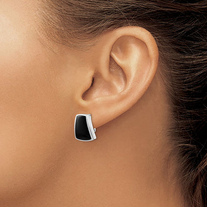 Sterlingsilber Rhodiniert Poliert Onyx Non-pierced Ohrringe