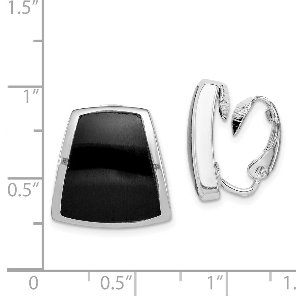Sterlingsilber Rhodiniert Poliert Onyx Non-pierced Ohrringe