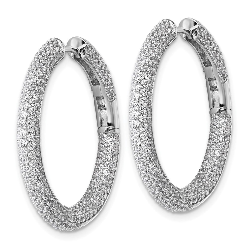 Sterlingsilber Rhodiniert in und Außen Zirkonia Pavé Klappbar Creolen