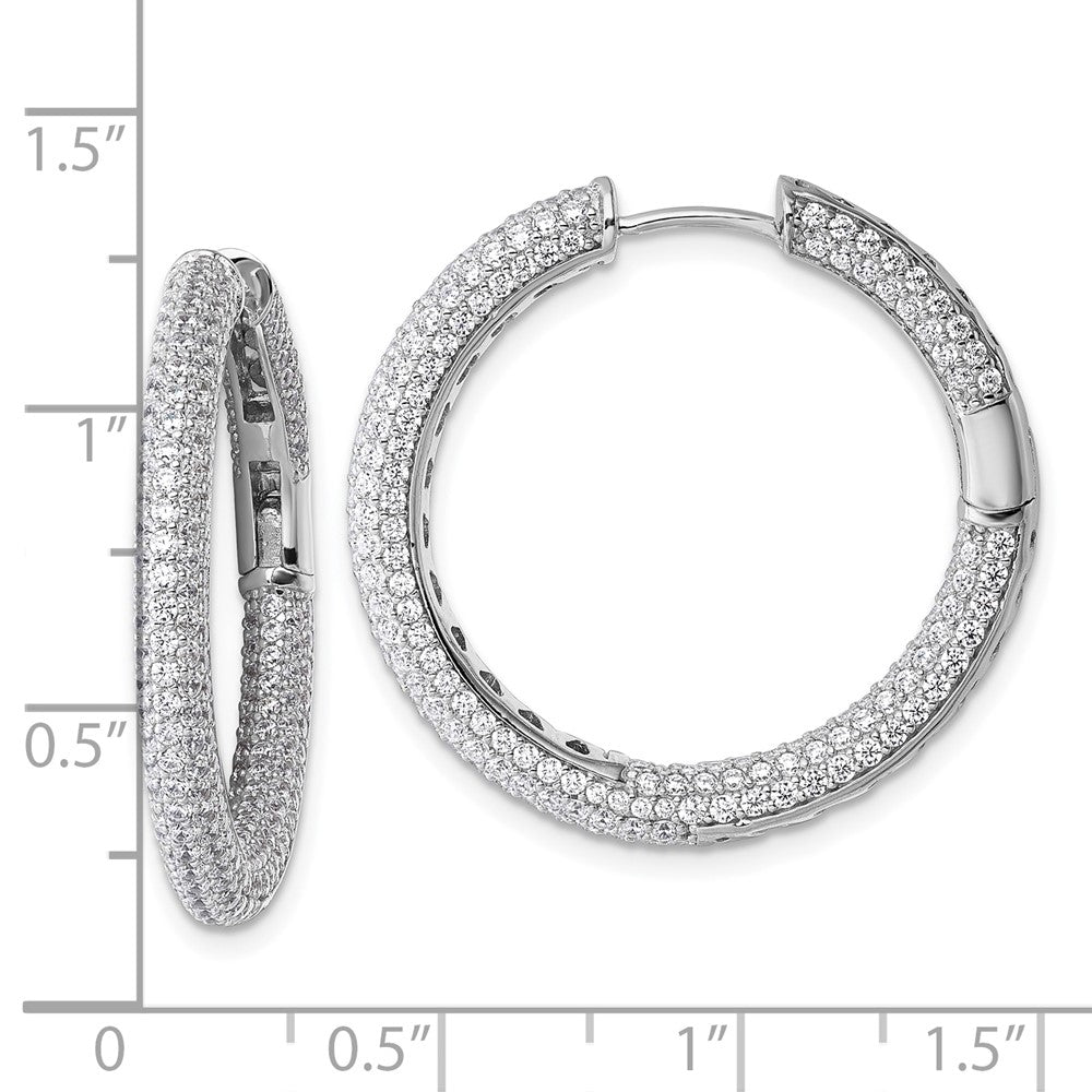 Sterlingsilber Rhodiniert in und Außen Zirkonia Pavé Klappbar Creolen