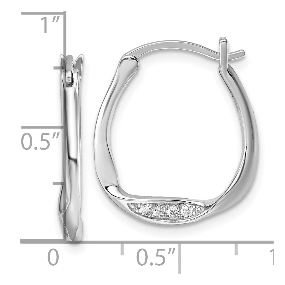 Sterlingsilber Rhodiniert Zirkonia Poliert Klein Gedreht Creolen