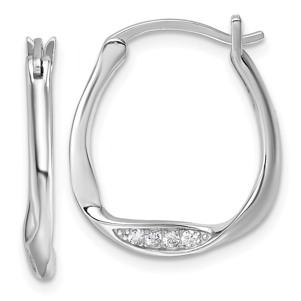 Sterlingsilber Rhodiniert Zirkonia Poliert Klein Gedreht Creolen