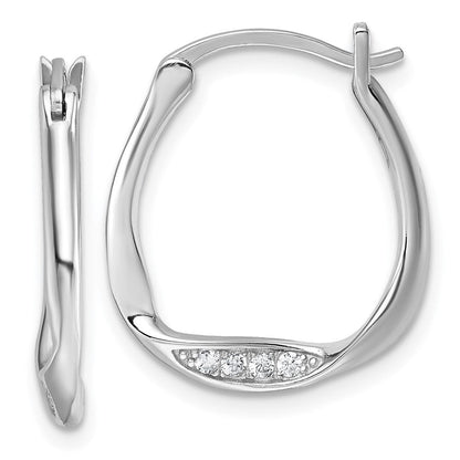 Sterlingsilber Rhodiniert Zirkonia Poliert Klein Gedreht Creolen
