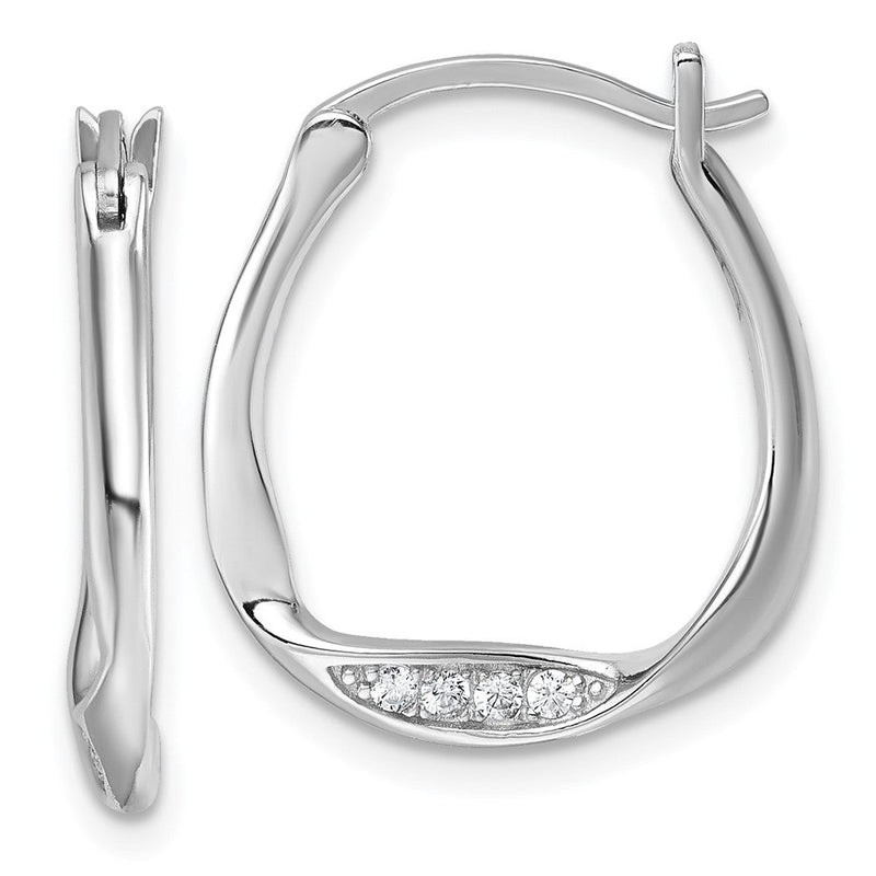 Sterlingsilber Rhodiniert Zirkonia Poliert Klein Gedreht Creolen