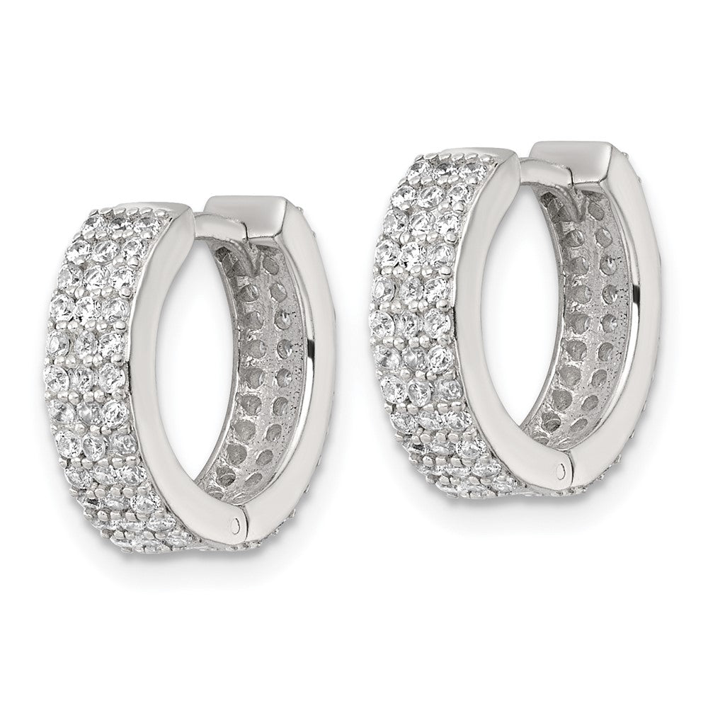 Sterlingsilber Poliert 4.5mm Zirkonia Klappbar Rund Creolen