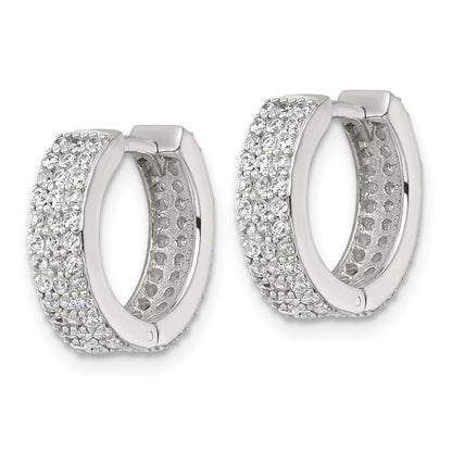 Sterlingsilber Poliert 4.5mm Zirkonia Klappbar Rund Creolen