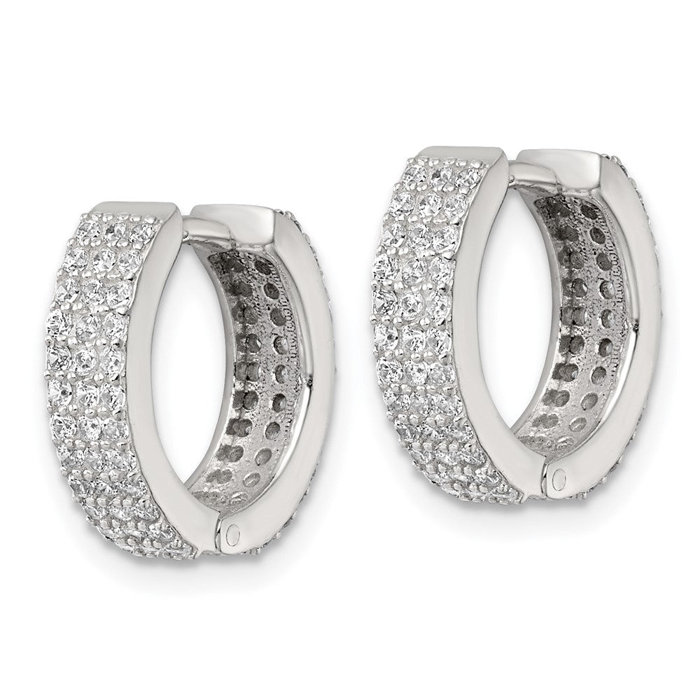 Sterlingsilber Poliert 4.5mm Zirkonia Klappbar Rund Creolen