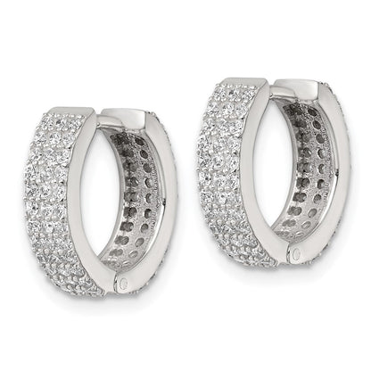 Sterlingsilber Poliert 4.5mm Zirkonia Klappbar Rund Creolen