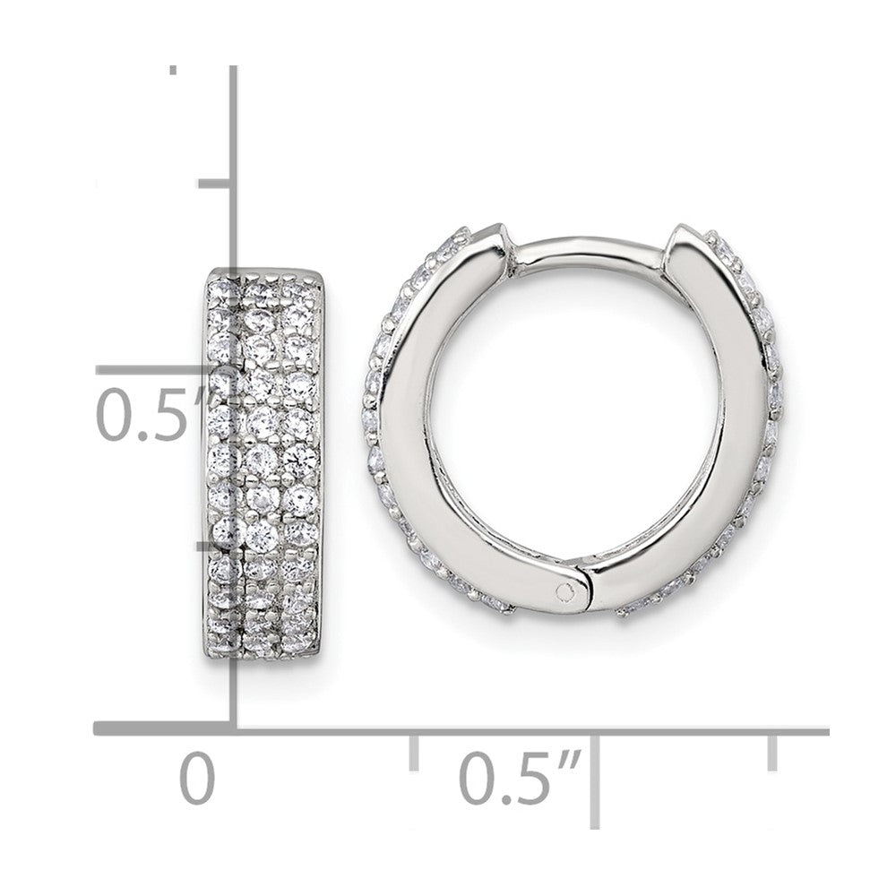 Sterlingsilber Poliert 4.5mm Zirkonia Klappbar Rund Creolen