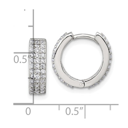 Sterlingsilber Poliert 4.5mm Zirkonia Klappbar Rund Creolen