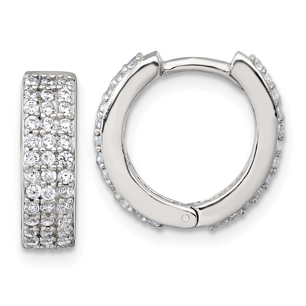 Sterlingsilber Poliert 4.5mm Zirkonia Klappbar Rund Creolen